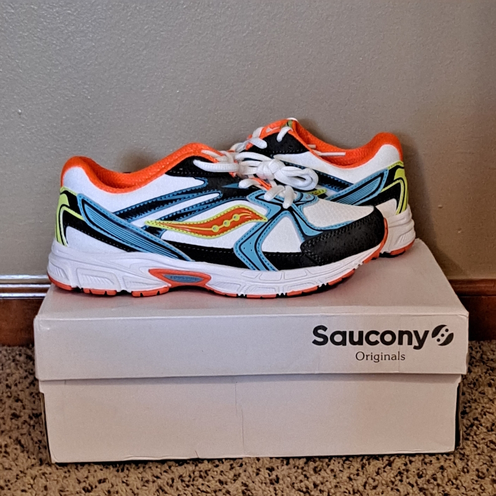 Saucony Ride Millennium White Orange Blue Athletic Sneakers Youth 4.5 Women 6